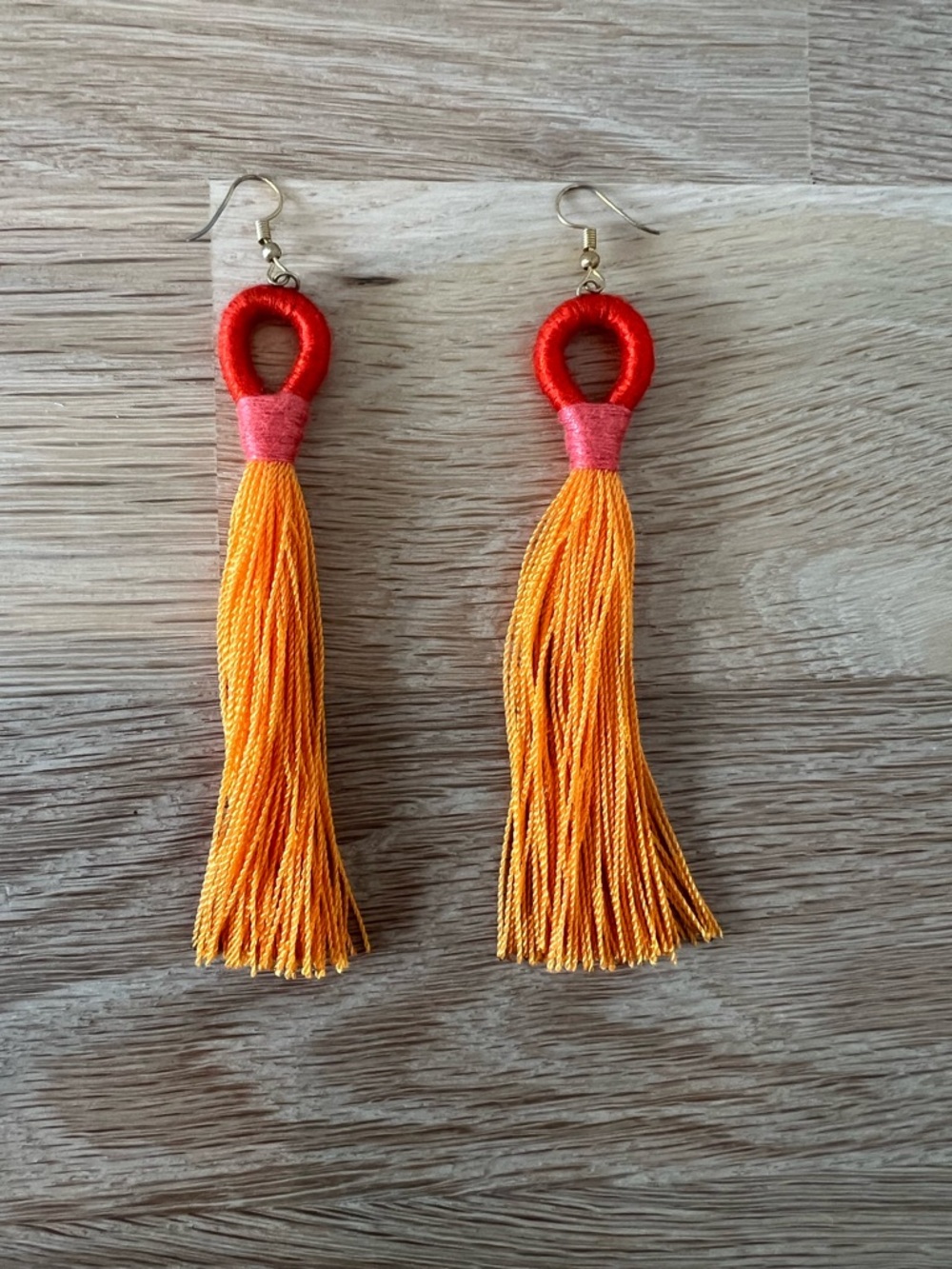 NWOT Gorjana Orange and Pink Tassel Earrings